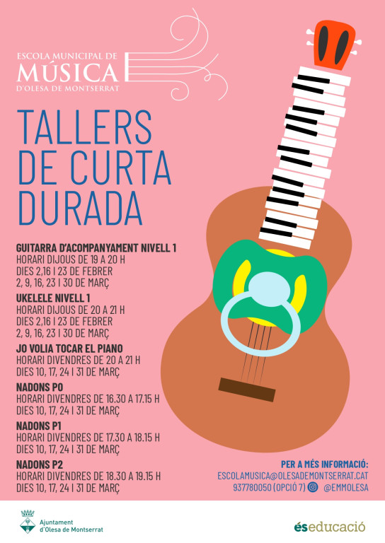 Cartell del tallers de curta durada de l'Escola Municipal de Música