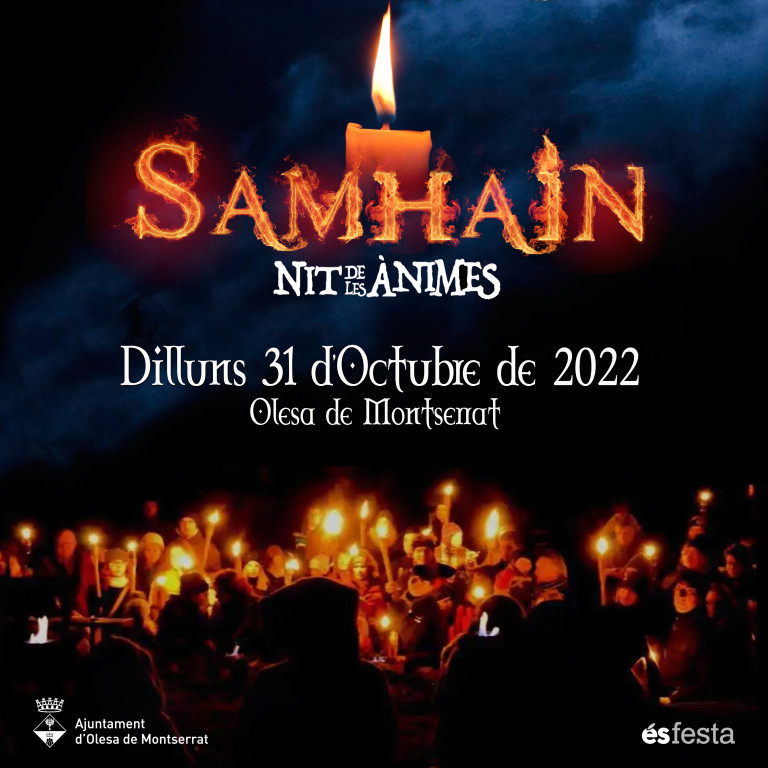 Cartell Samhain. Nit de les ànimes. Persones amb llums