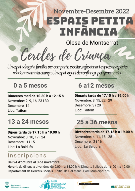 Cartell per inscripcions a activitats cercles de criança