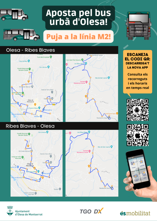 Cartell dels recorreguts del bus urbà M2