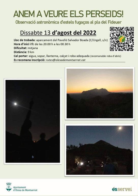 Cartell amb fotos nocturnes i informació sobre la sortida a veure els perseids