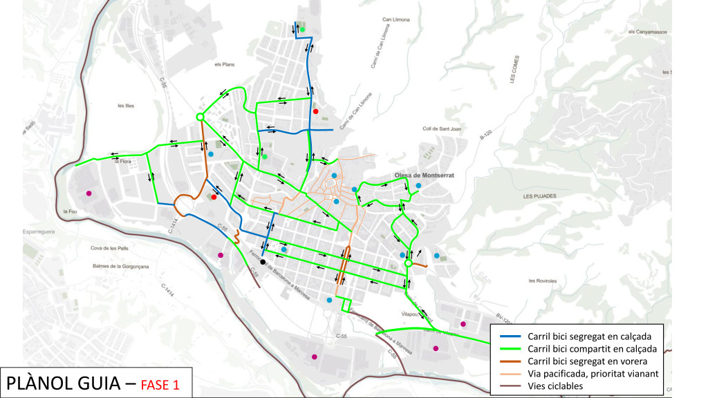 Plànol Fase 1 de l'estudi de carrils Bici