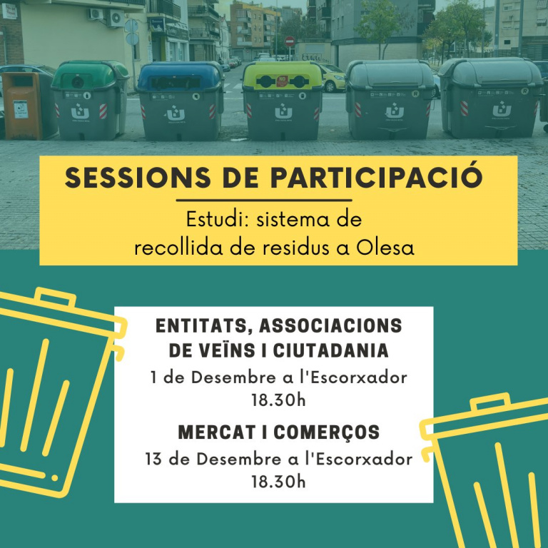 Cartell informatiu de les sessions de participació amb horari per la recollida de dades per part de ciutadania i comerços 