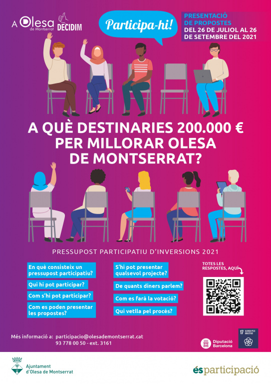 Cartell informatiu a què destinaries 200.000€?. Informació del procediment per participar