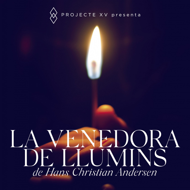 cartell amb un llumí encès en unes mans del conte la venedora de llumins