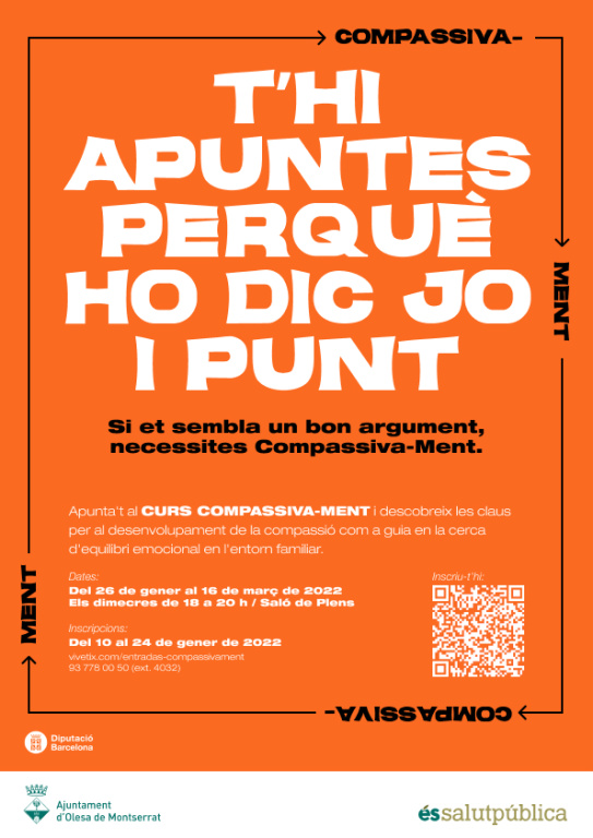 Cartell del curs "T'hi apuntes perquè ho dic jo i punt" amb les dades i la manera de fer inscripció