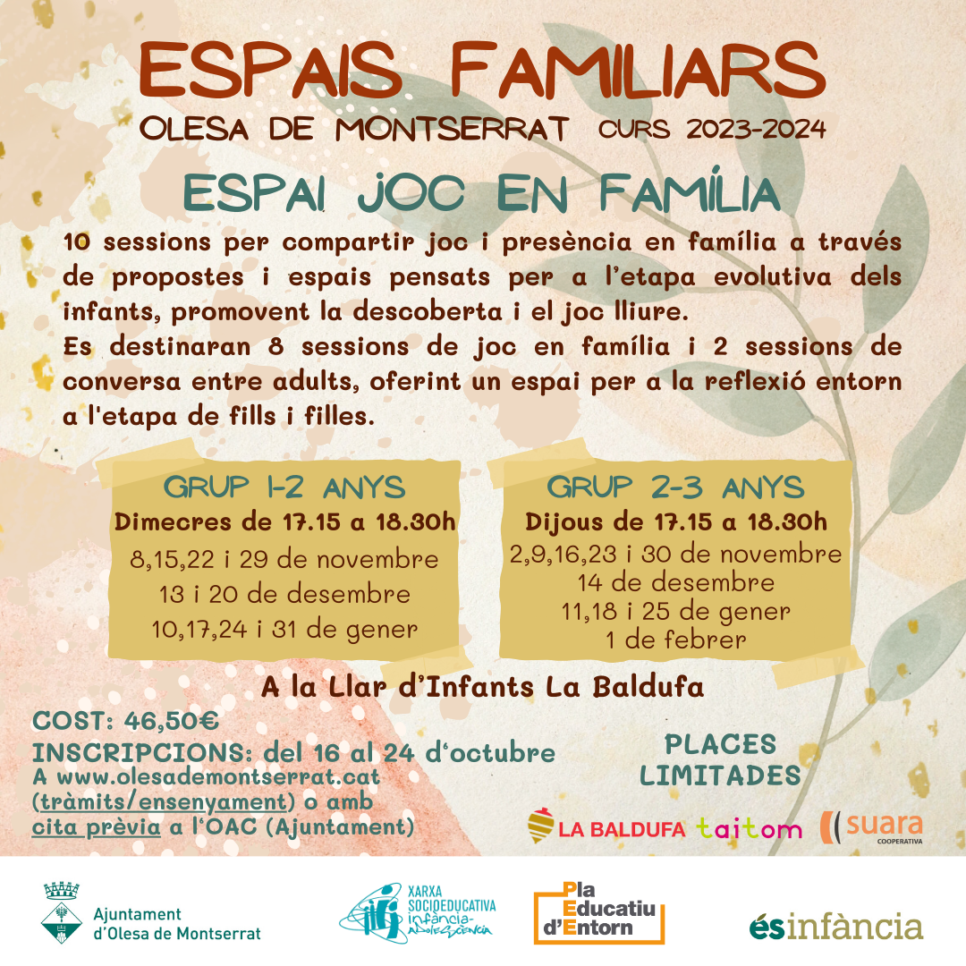 Cartell Espais Familiars 1 a 3 anys