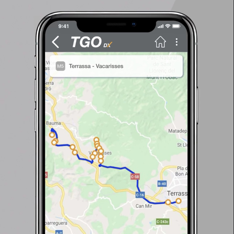 Imatge d'un recorregut de la nova app de TGO DX.