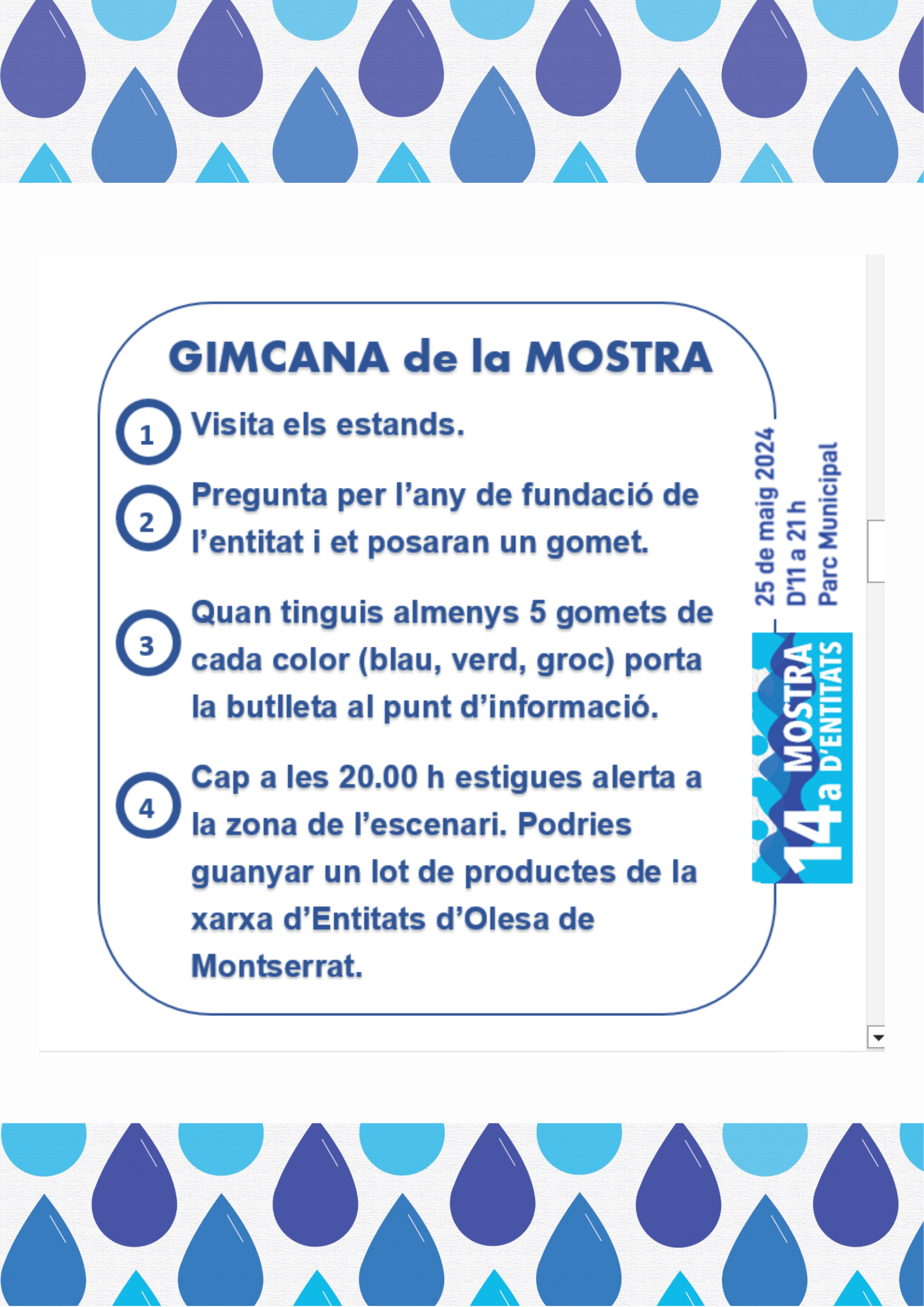 Instruccions de la gimcana de la 14a Mostra d'Entitats