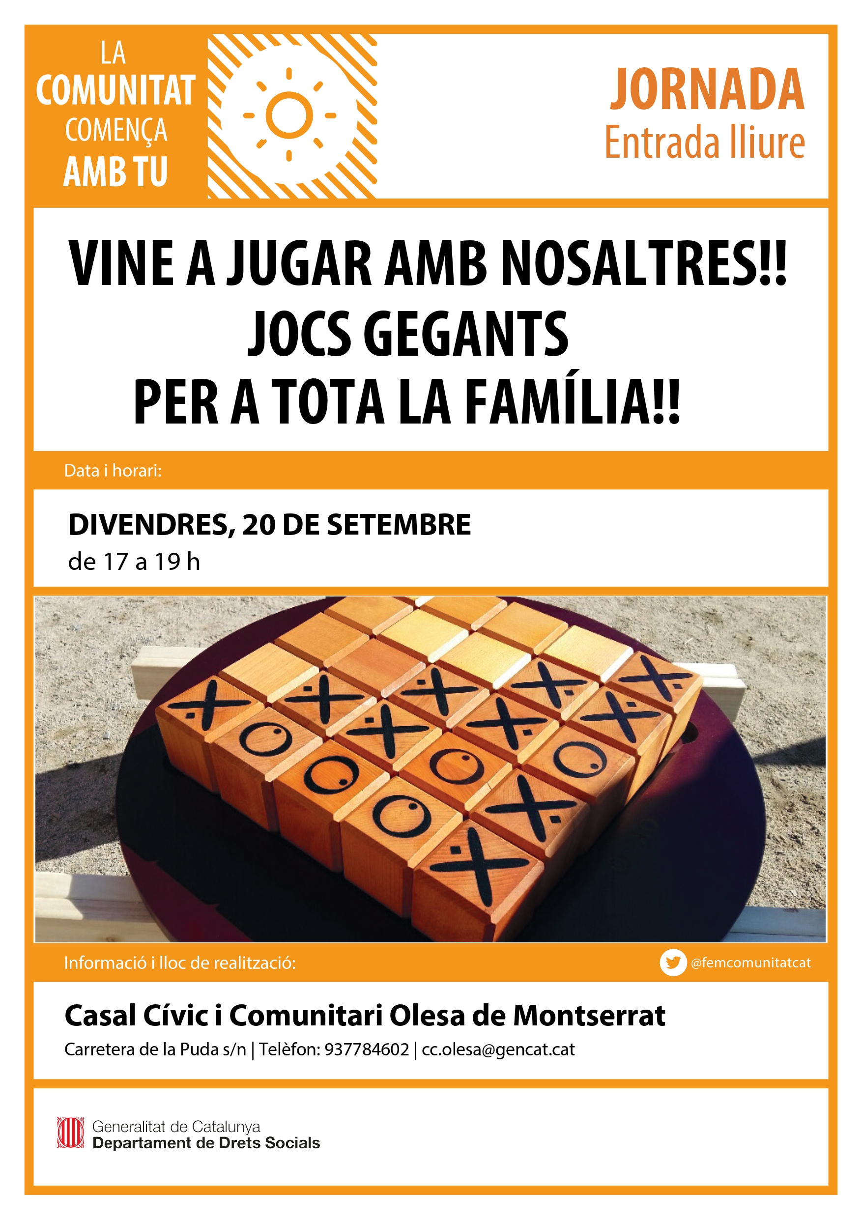 Cartell dels jocs gegants en familia del Casal Cívic setembre 2024