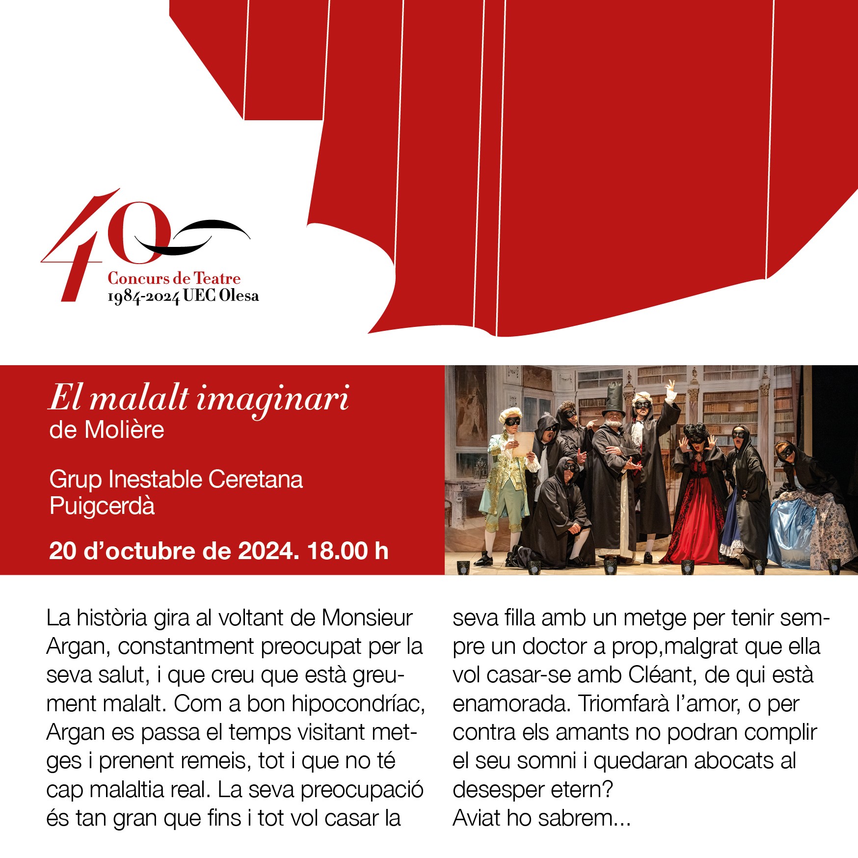 Cartell de l'obra de teatre el malalt imaginari octubre 2024