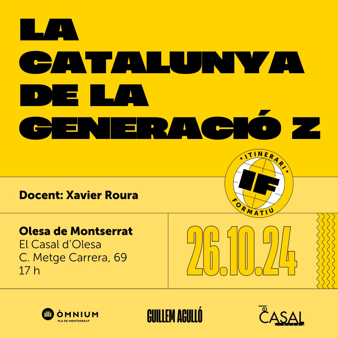 Cartell de la xerrada d'Òmnium Cultural La Catalunya de la Generació Z